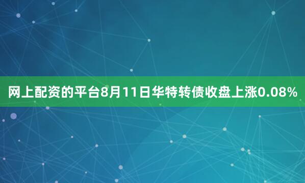 网上配资的平台8月11日华特转债收盘上涨0.08%
